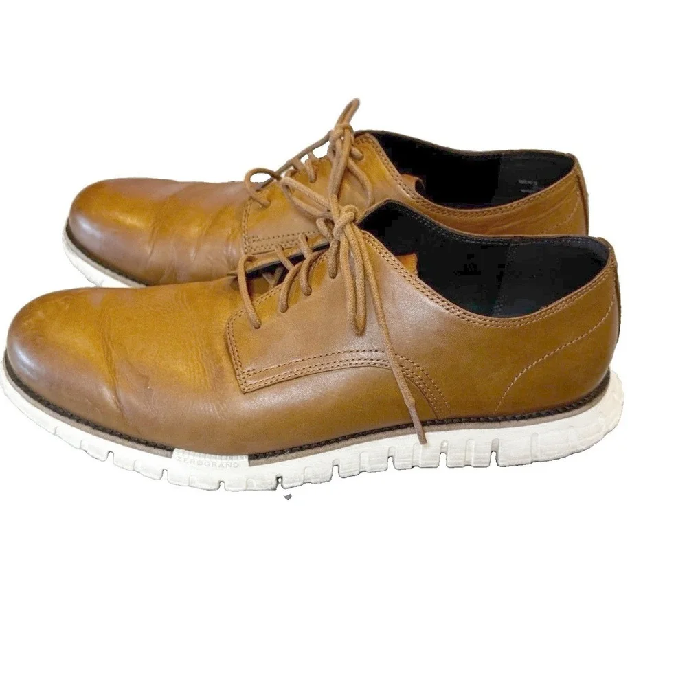 Cole Haan Zerogrand Mens British Tan Leather Plain Toe Oxford Shoes C36412